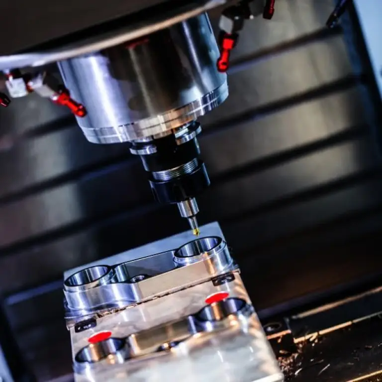 CNC mill spindle cutting an aluminum part